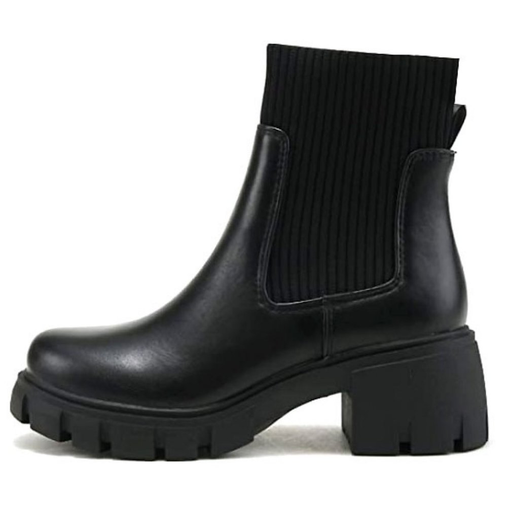 New Black Chelsea Sweater Platform Chunky Heel Ankle Boots Booties